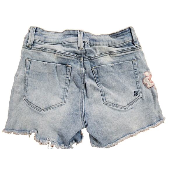 Indigo Rein Shorts Juniors‎ 7 Mid Rise Embroidered Floral Rhinestone Light Blue - Picture 2 of 5